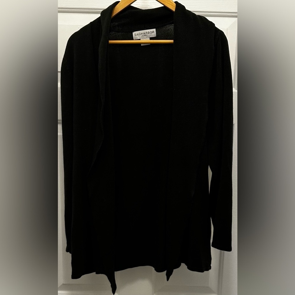 Black Women's Open Cardigan Sweater by Sag Harbor Size 1X